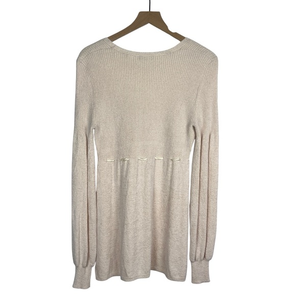 MODA INTL Y2K Babydoll Soft Chenille Scoop Neck Sweater Top Cream M Coquette - Picture 2 of 9